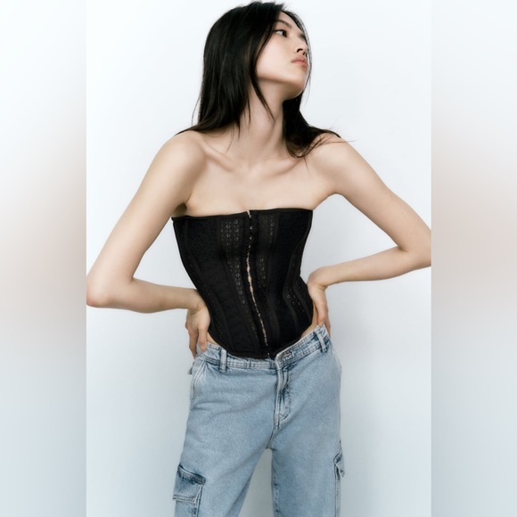 ZARA LACE CORSET STYLE TOP - Picture 6 of 7